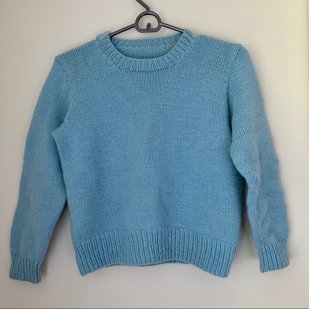 Blue handmade crop top long sleeve